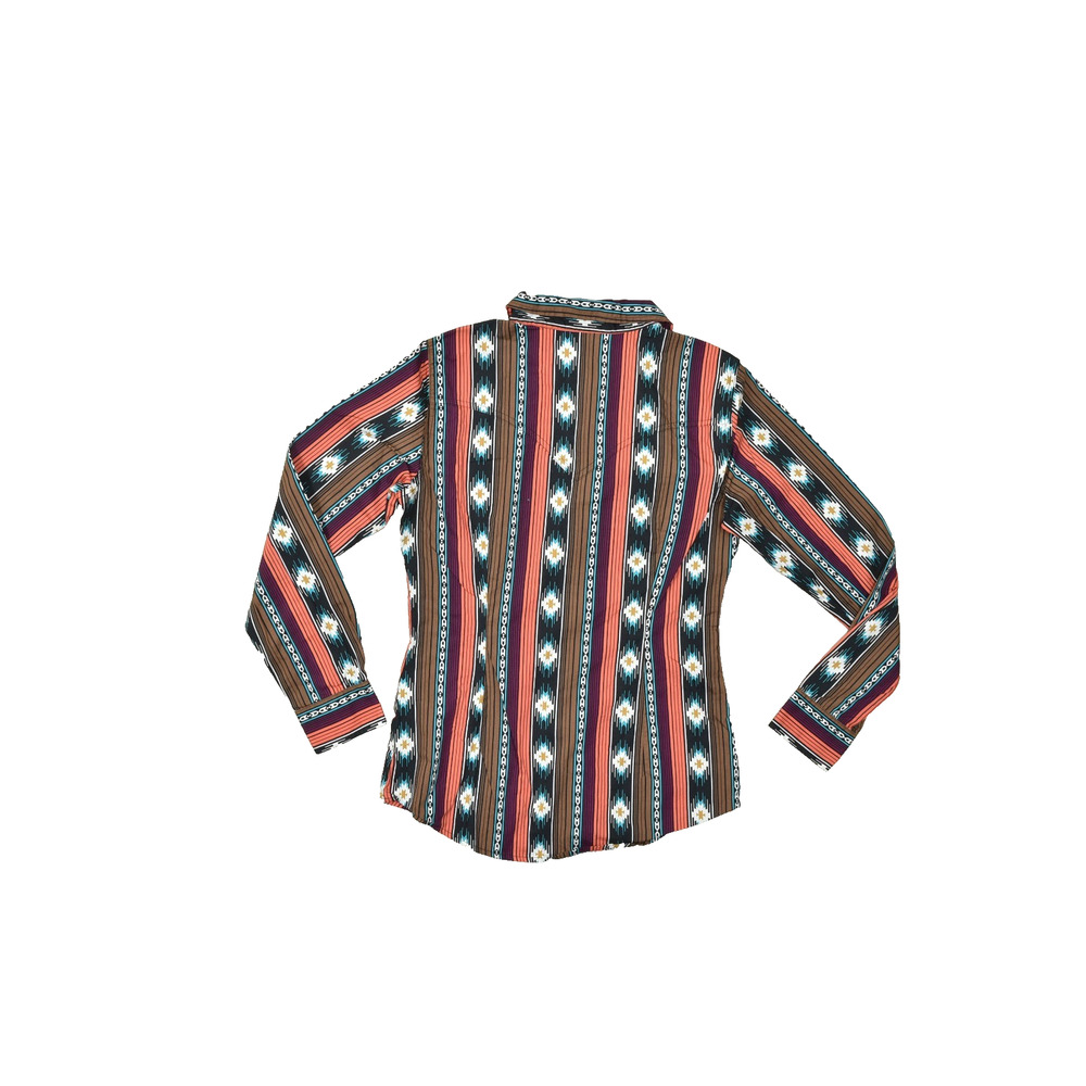 Wrangler Retro Women Small Western Snap Shirt Southwestern Aztec Stripe Cotton - Picture 2 of 8